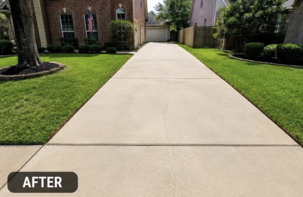 Driveway after pressure washing in Katy TX